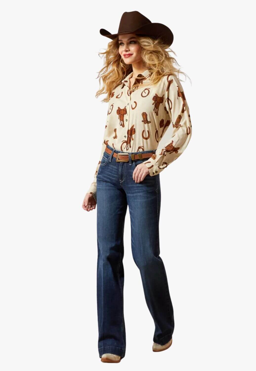 Ariat Womens Long Sleeve Rodeo Print Shirt