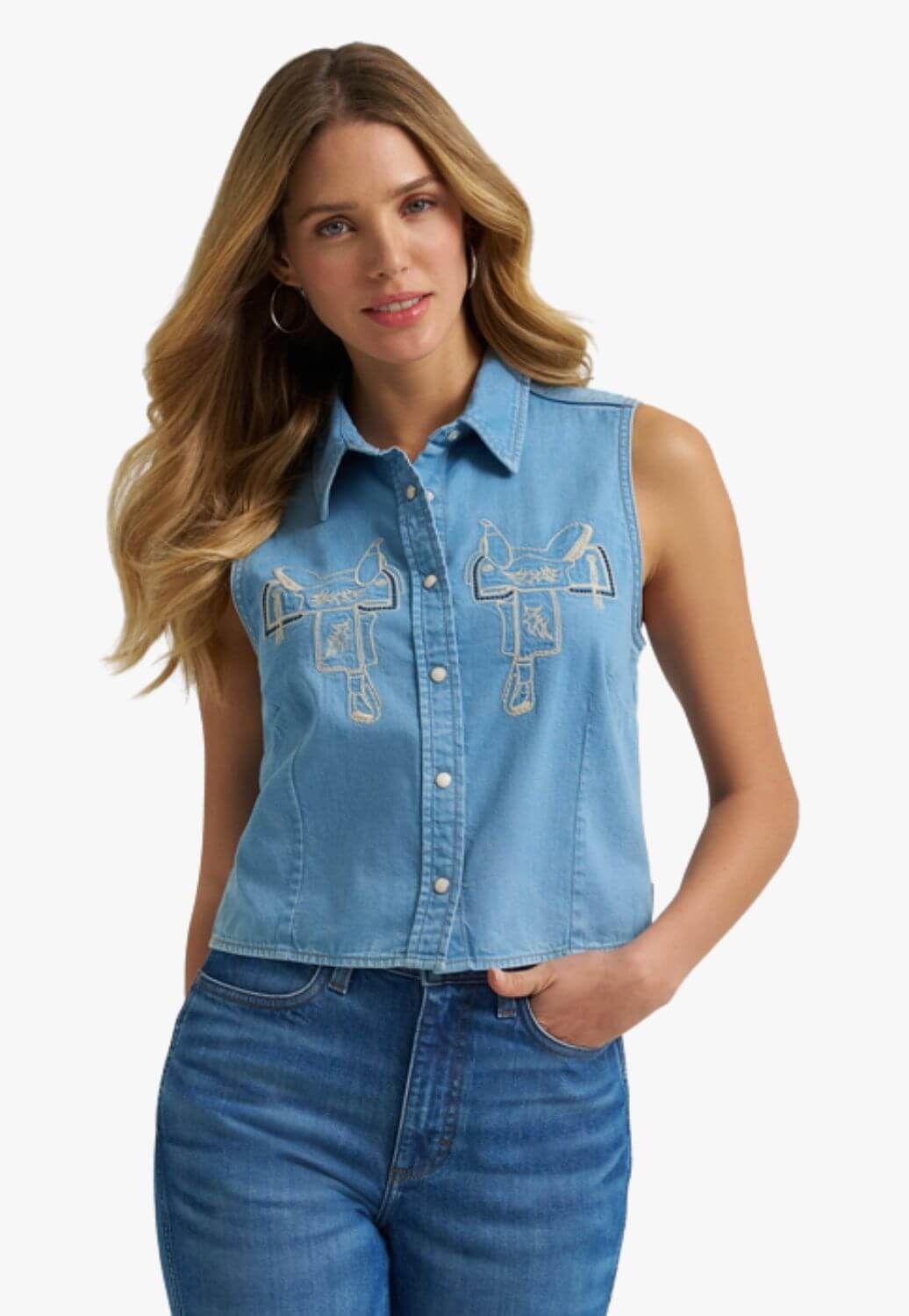 Wranglers Womens Sleeveless Snap Shirt