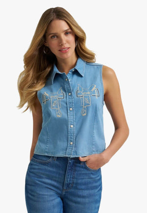 Wranglers Womens Sleeveless Snap Shirt