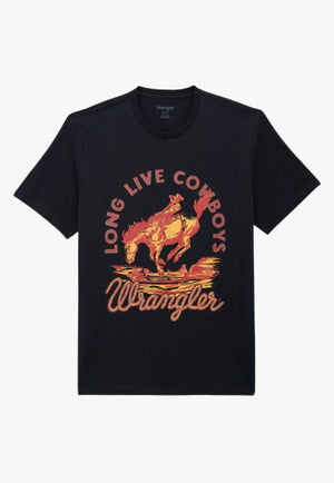 Wrangler Mens Long Live Cowboys Graphic T-Shirt