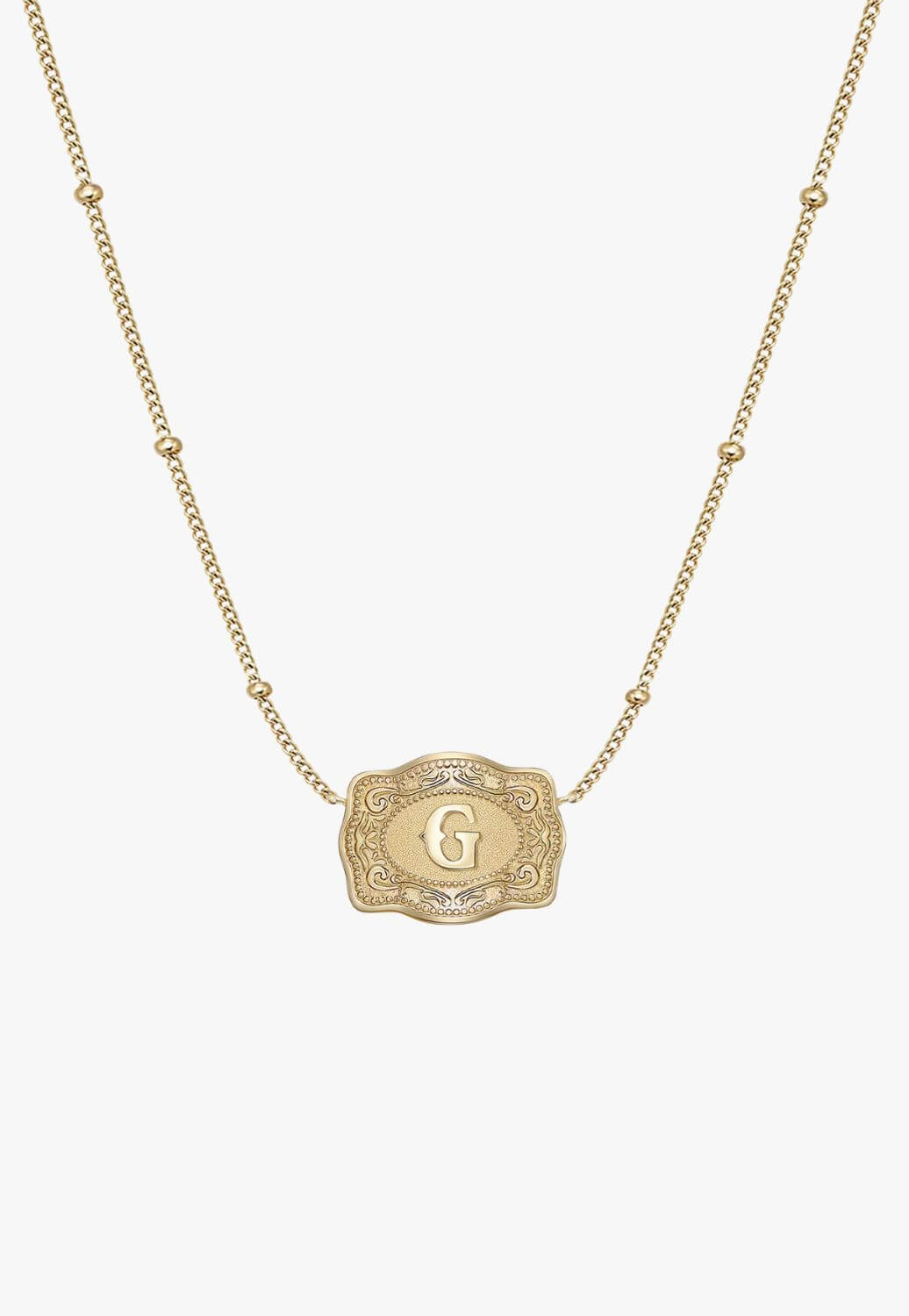 SpurWest Ultra Mini Belt Buckle Necklace - Initial G