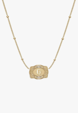 SpurWest Ultra Mini Belt Buckle Necklace - Initial G