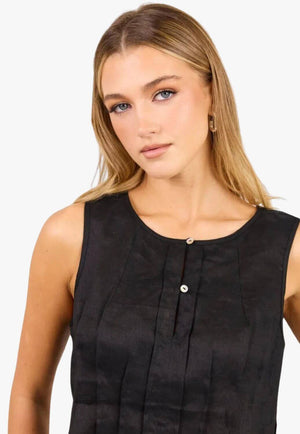 Stories Be Told Womens Linen Pintuck Top