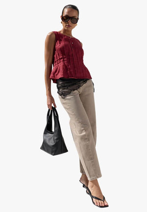 Stories Be Told Womens Linen Pintuck Top