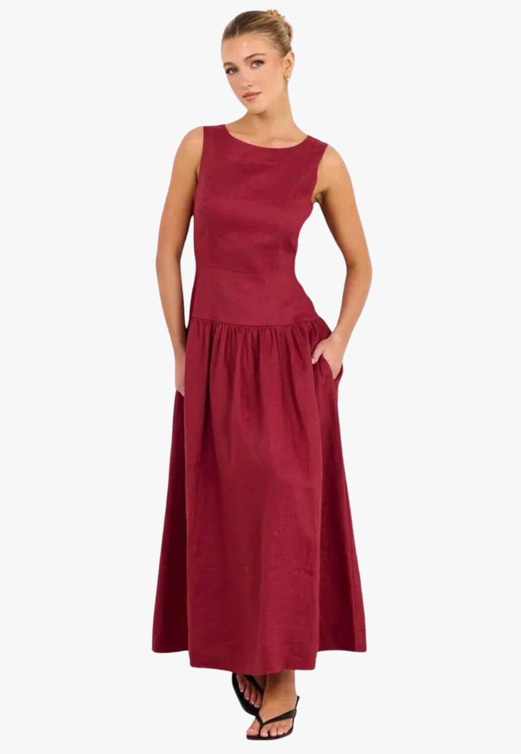 Stories Be Told Womens Linen Sleeveless Maxi Dress