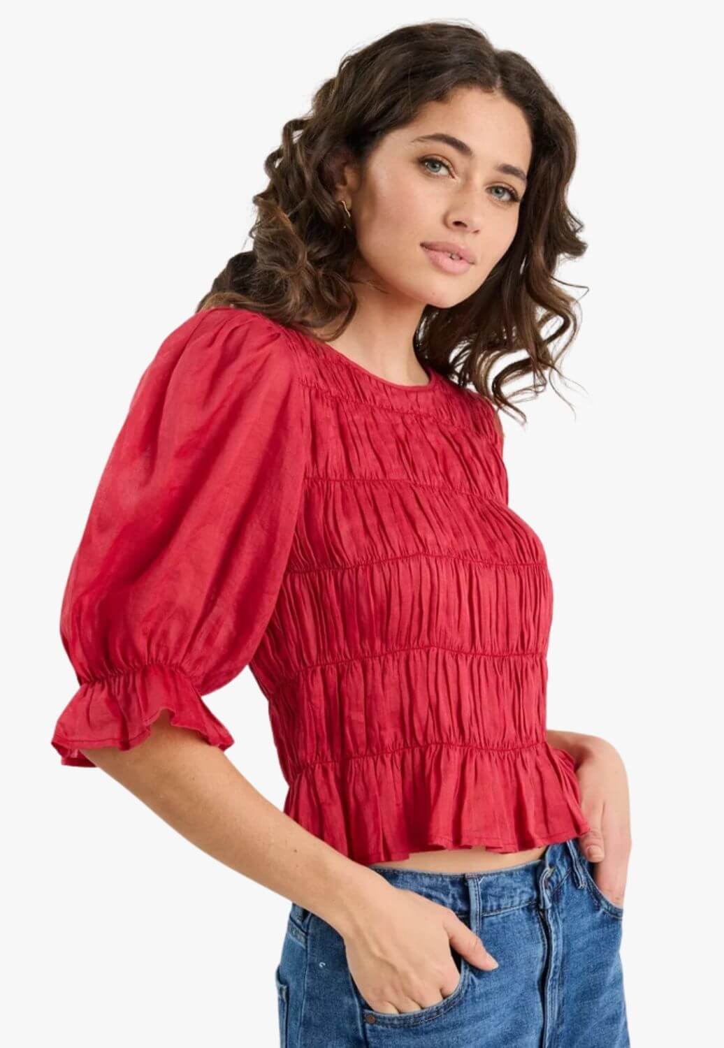 Ivy & Jack Womens Melodic Shirred Top