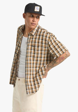 Brixton Mens Cru Linen Plaid Shirt