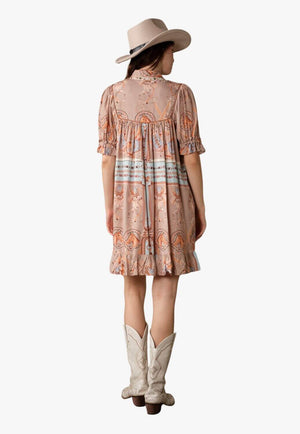 Blue B Womens Western Print Babydoll Dress