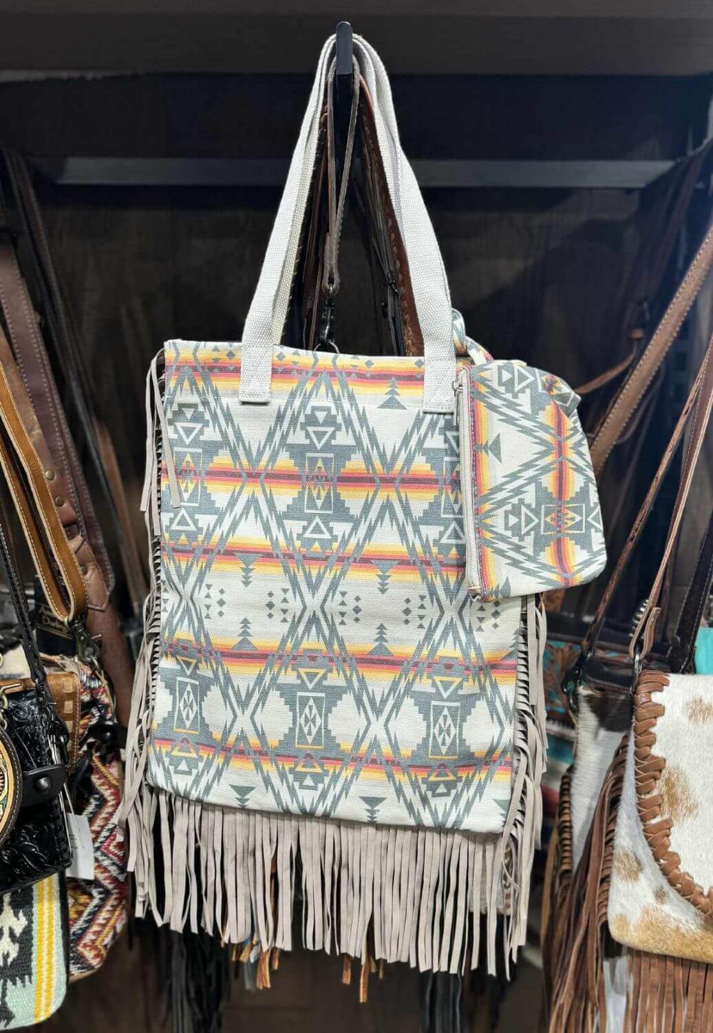 Rock and Roll Aztec Print with Fringe Bag