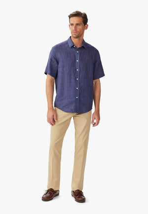 R.M. Williams Mens Newman Linen Short Sleeve Shirt