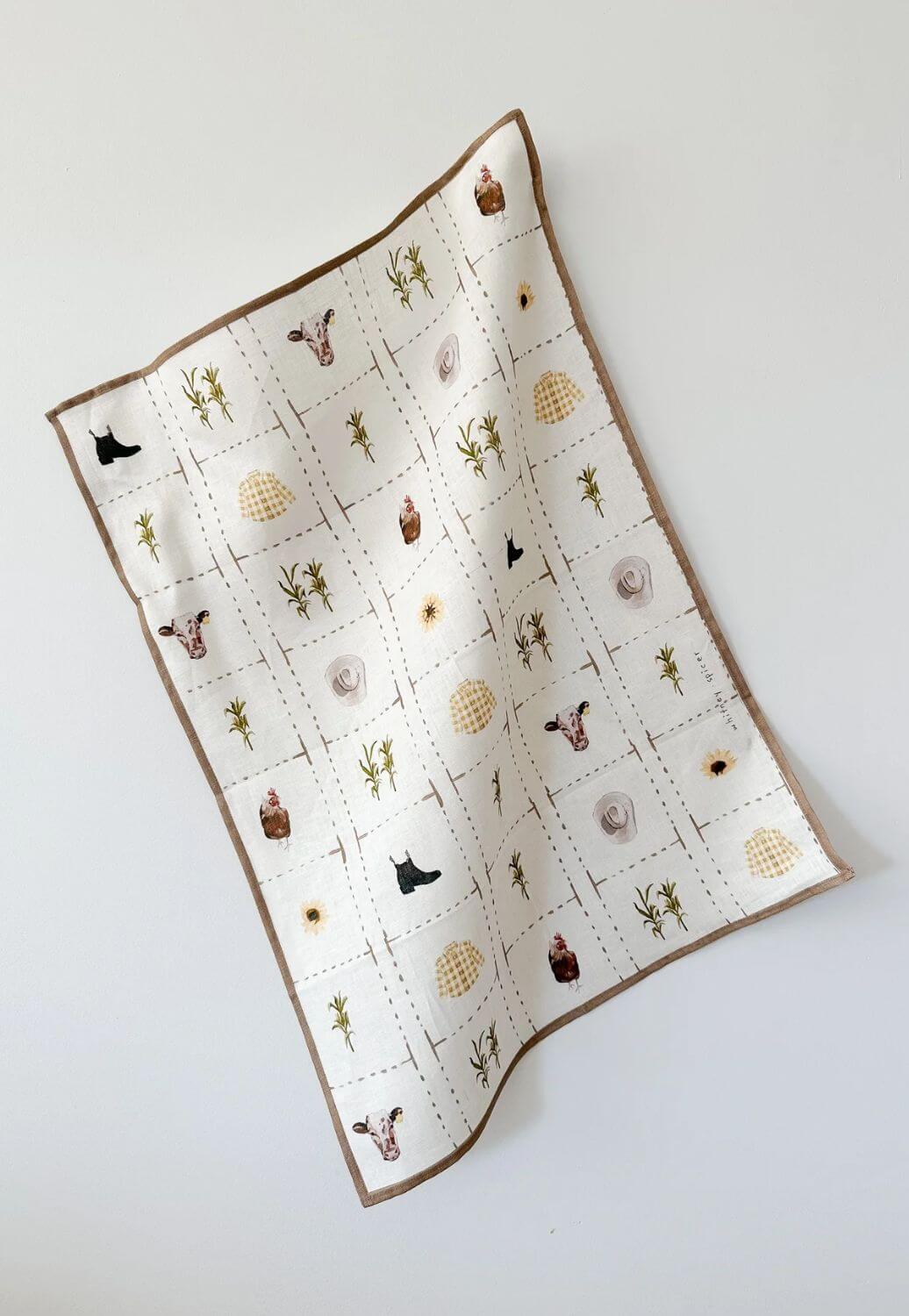 Whitney Spicer Farm Neutral Linen Tea Towel