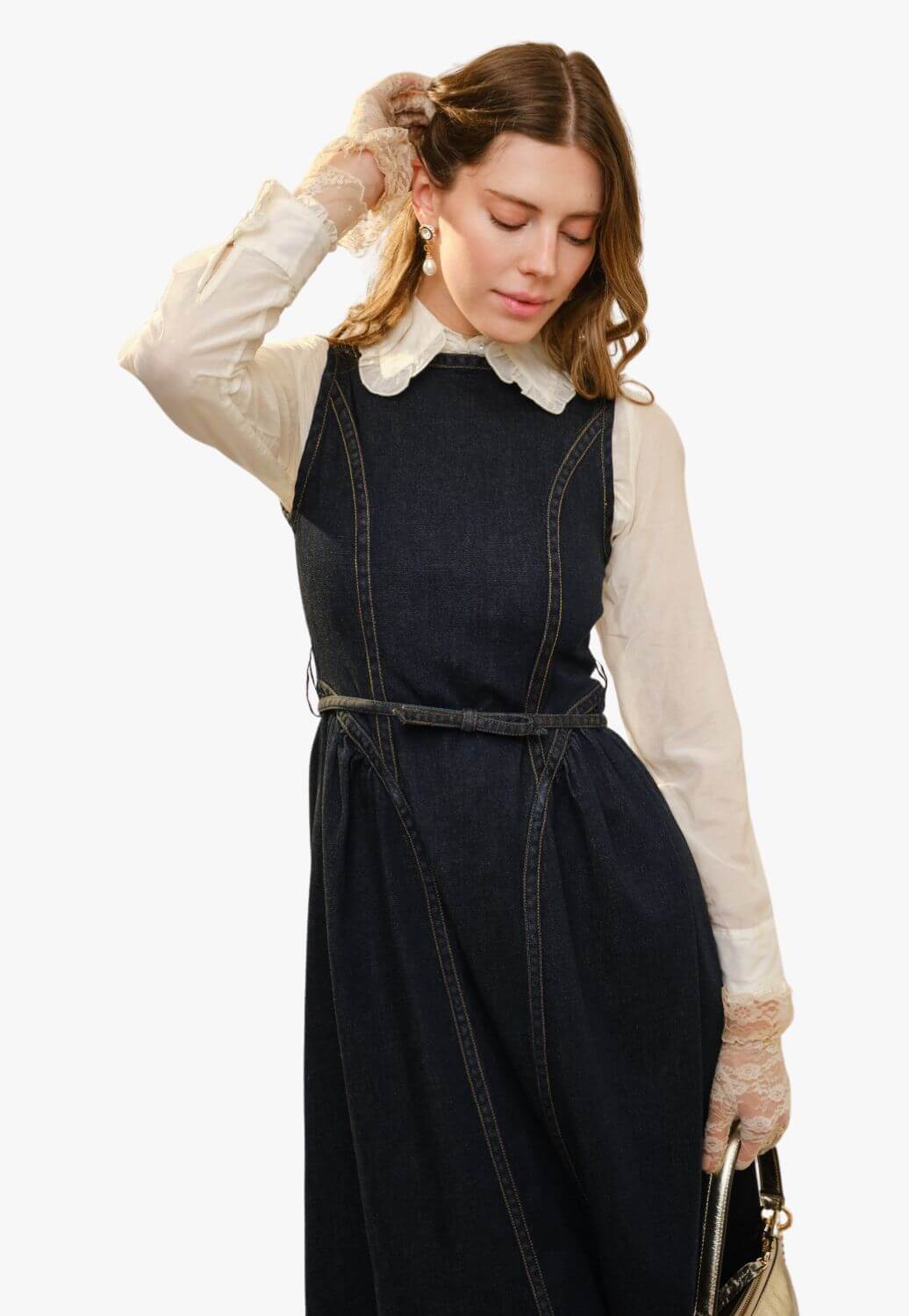 Blue B Womens Bow Belt Midi Dress