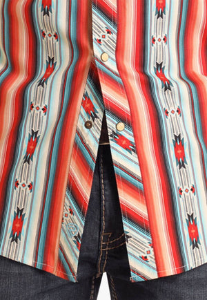 Rock and Roll Mens Aztec Stripe Short Sleeve Shirt