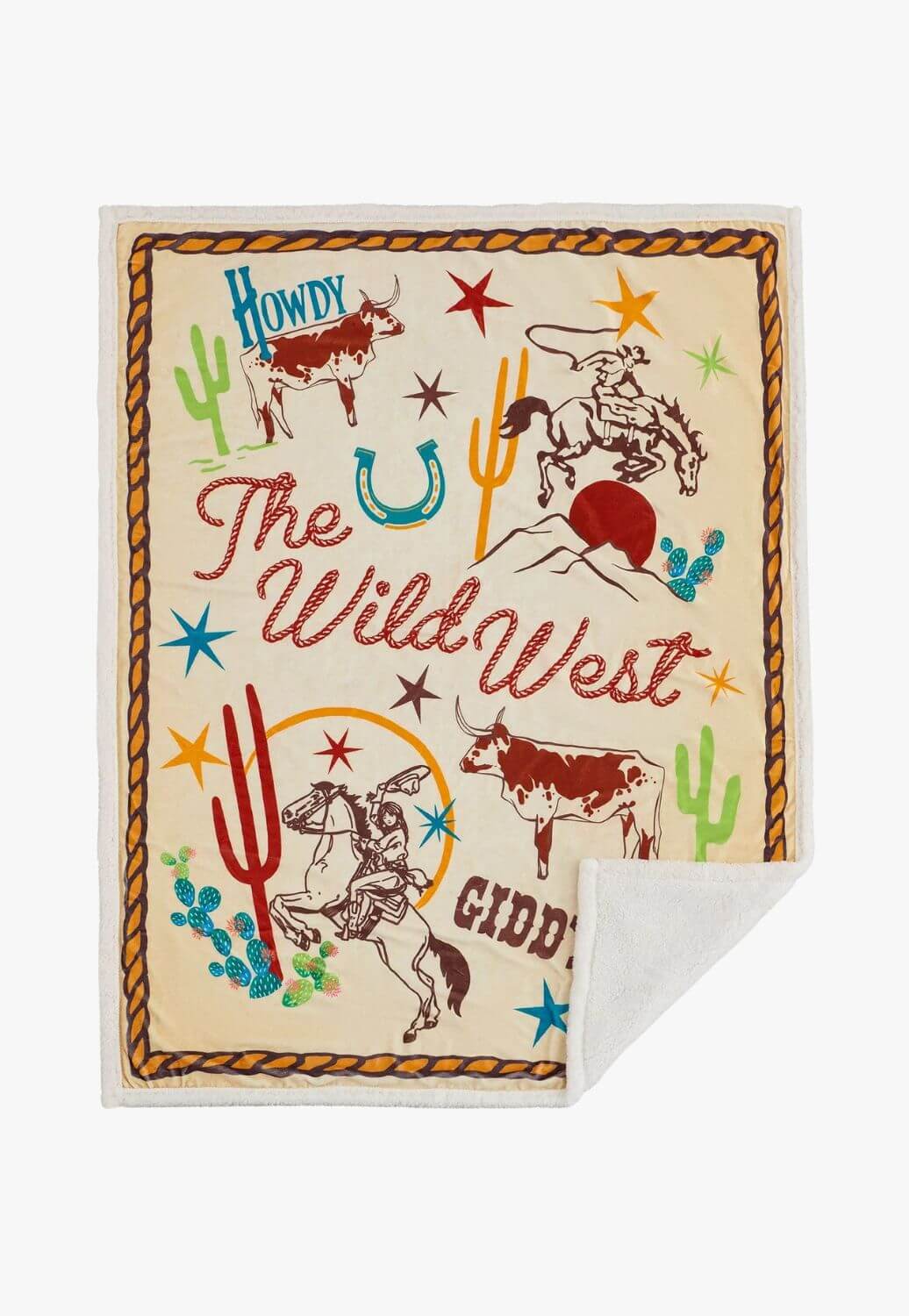 Western Adventure Campfire Sherpa Throw