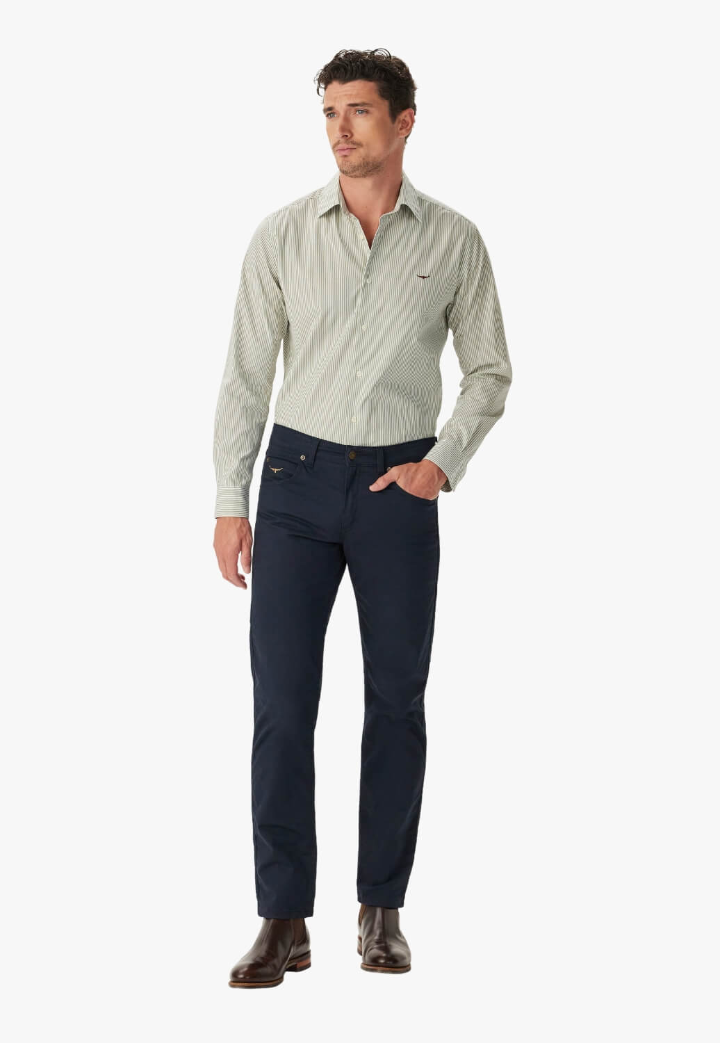 R.M. Williams Mens Sommers Poplin Stripe Shirt