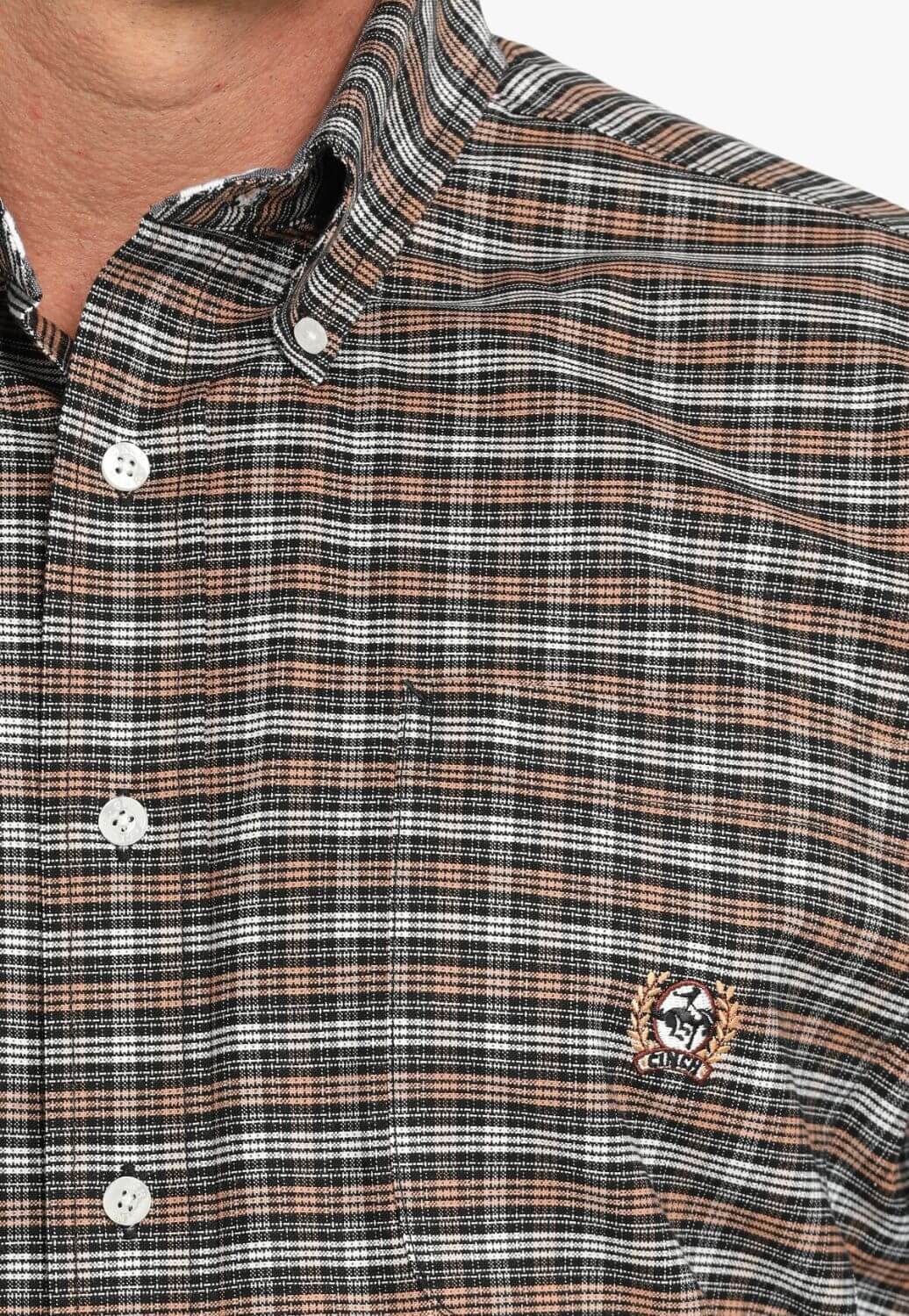 Cinch Mens Vintage Plaid Oxford Western Long Sleeve Shirt