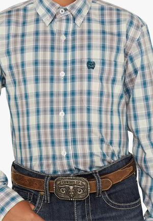Cinch Boys Plaid Long Sleeve Shirt