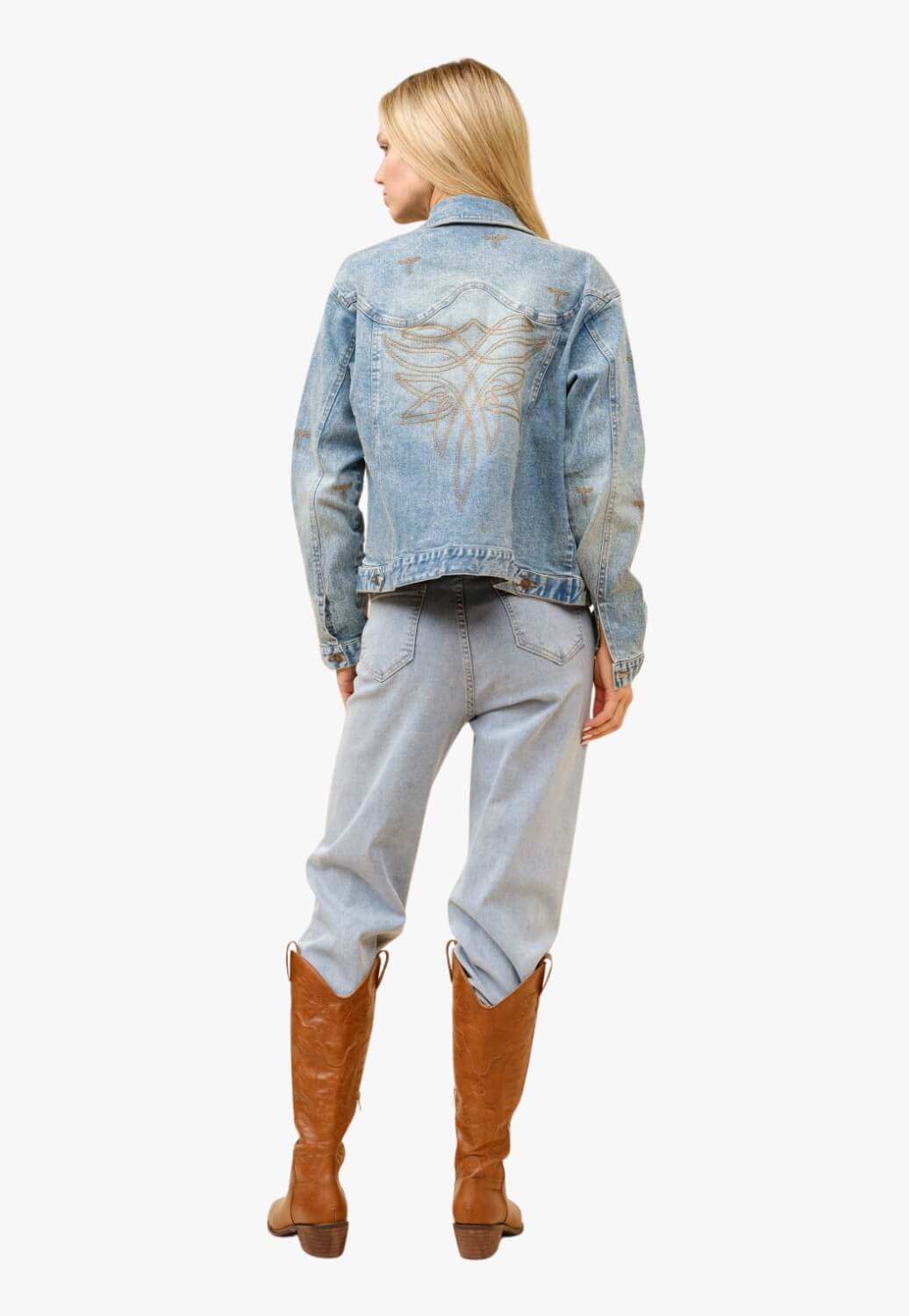 Blue B Womens Boots Stitch Denim Trucker Jacket