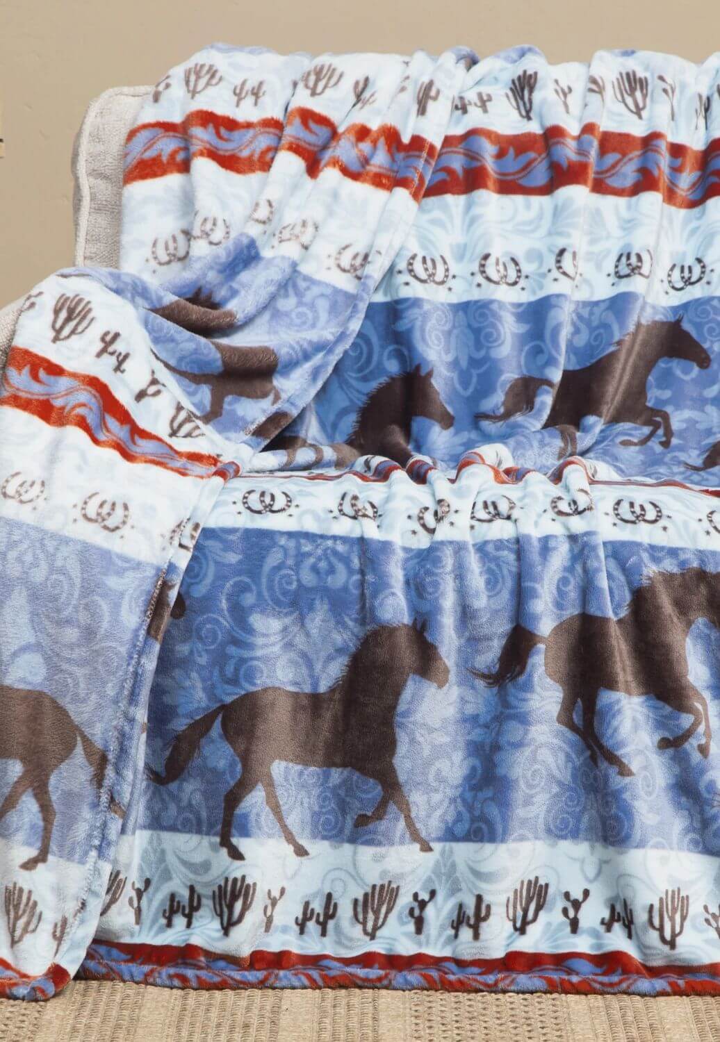 Carstens Dancing Desert Horse Heavy Plush Throw