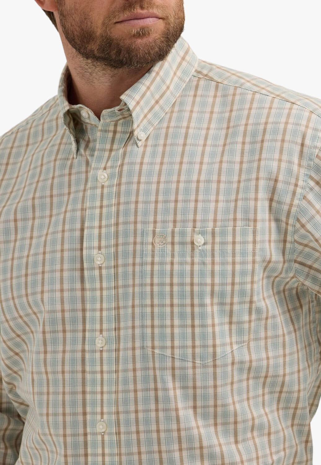 Wrangler Mens Plaid Print Long Sleeve Shirt