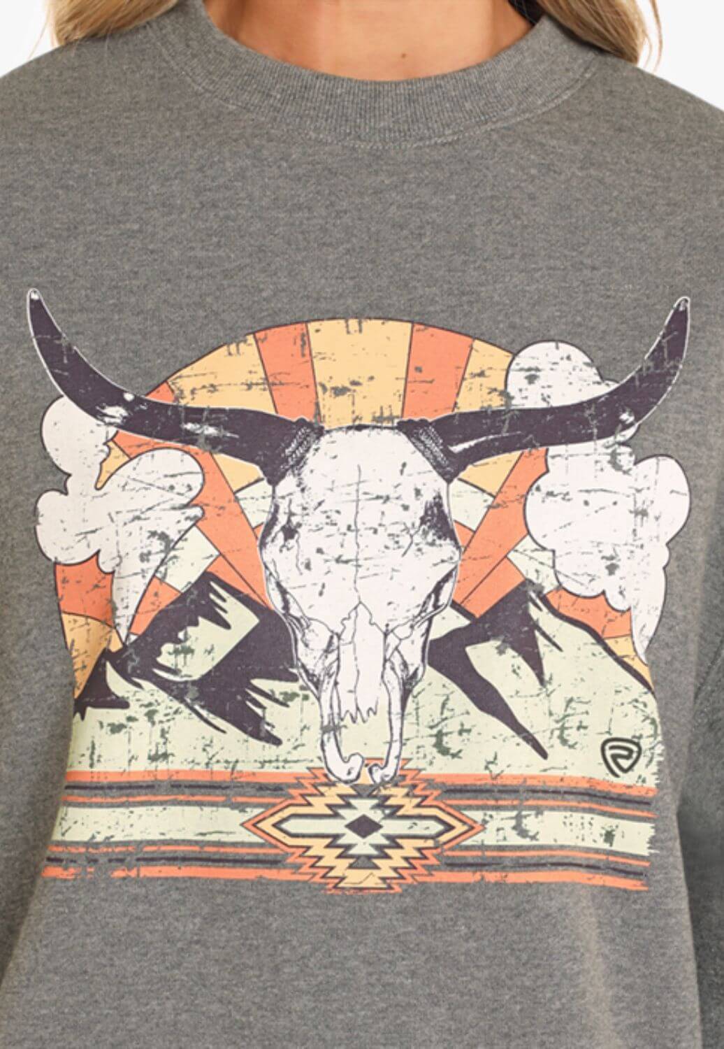 Rock and Roll Womens Longhorn Oversized Sweatshirt