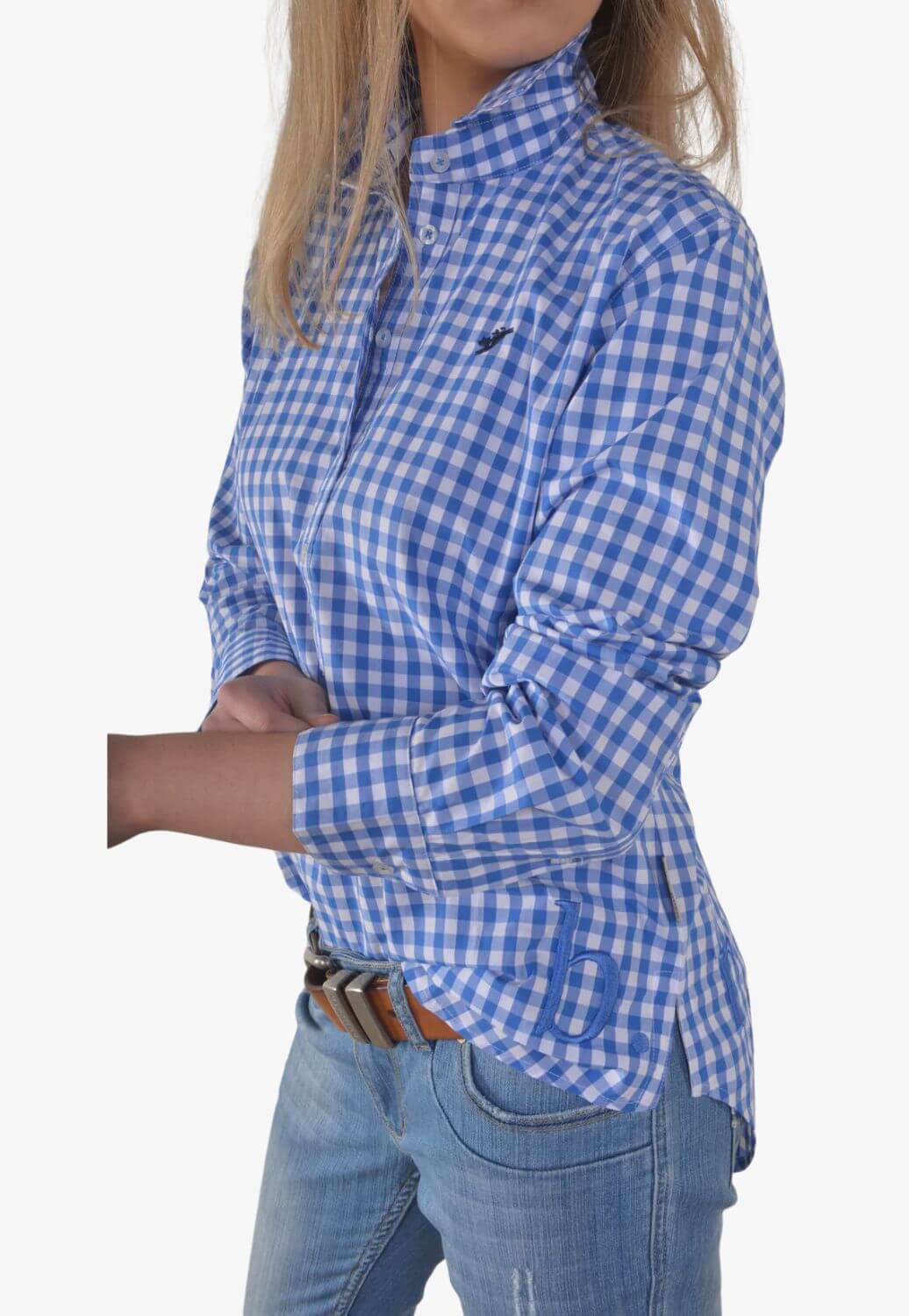 Bullrush Womens Seascape Blair Gingham Long Sleeve Shirt