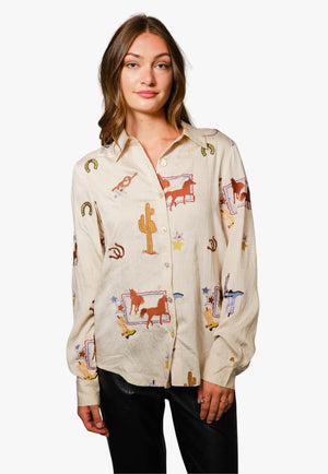 Blue B Womens Western Embroidered Shirt