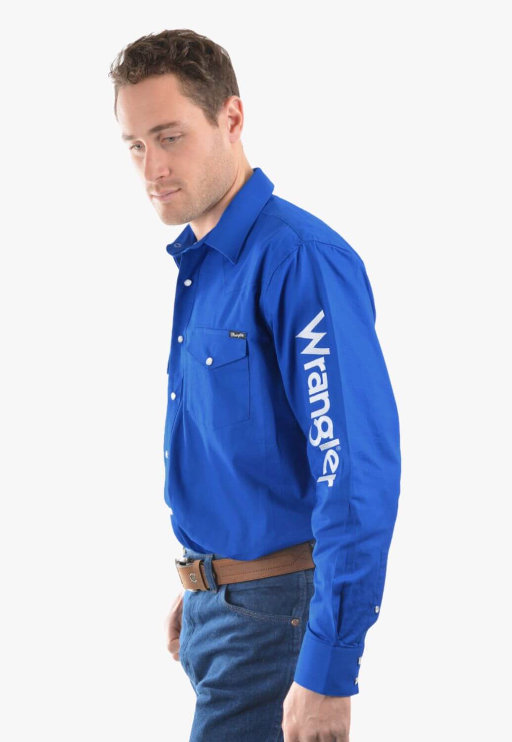 Wrangler Mens Logo Rodeo Long Sleeve Drill Shirt