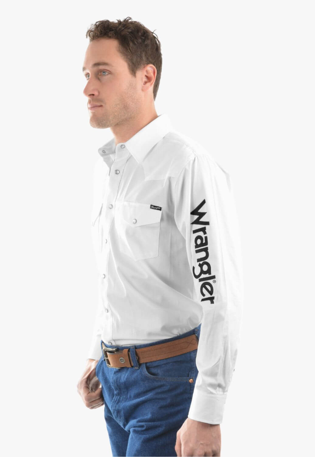 Wrangler Mens Logo Rodeo Long Sleeve Drill Shirt