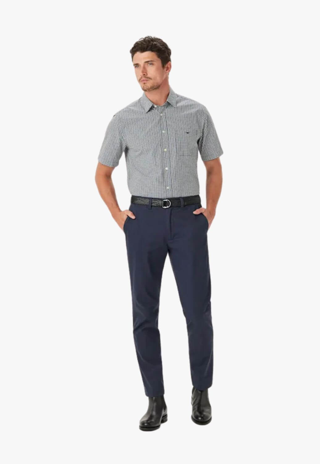 R.M. Williams Mens Classic Poplin Check Shirt