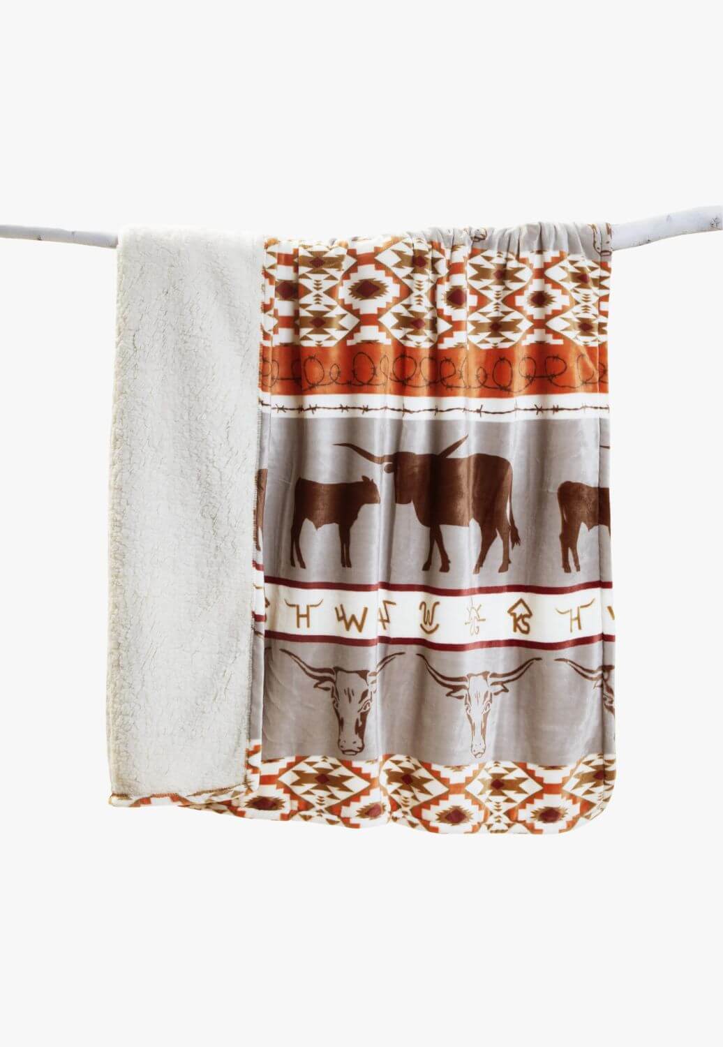 Carstens Longhorn Plush Sherpa Throw