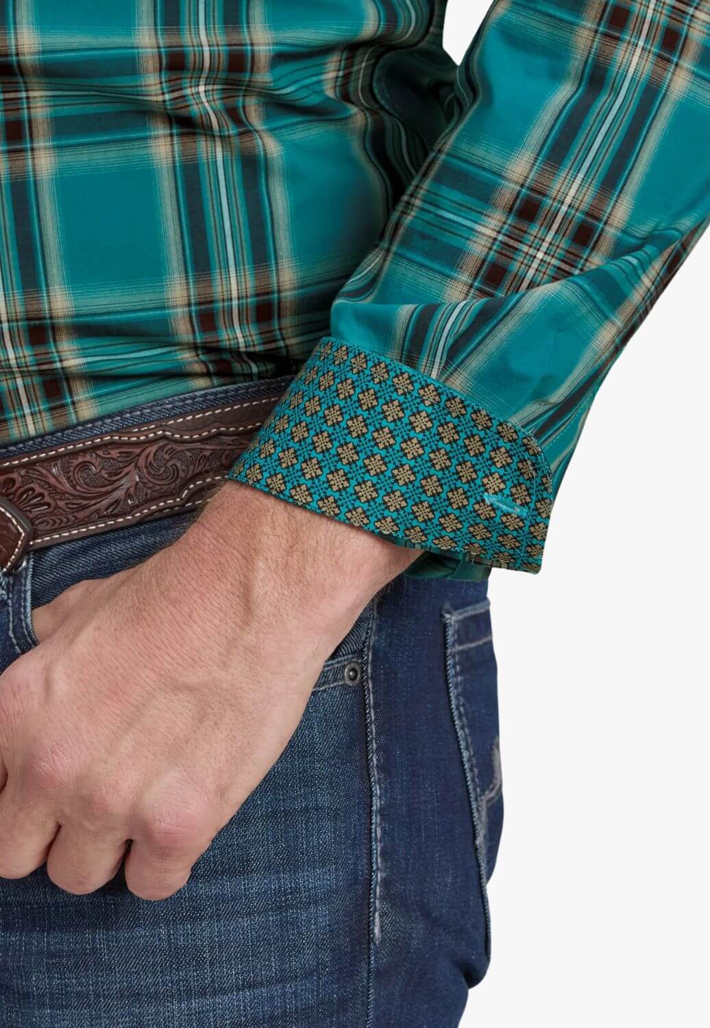 Roper Mens Amarillo Collection Plaid Long Sleeve Shirt