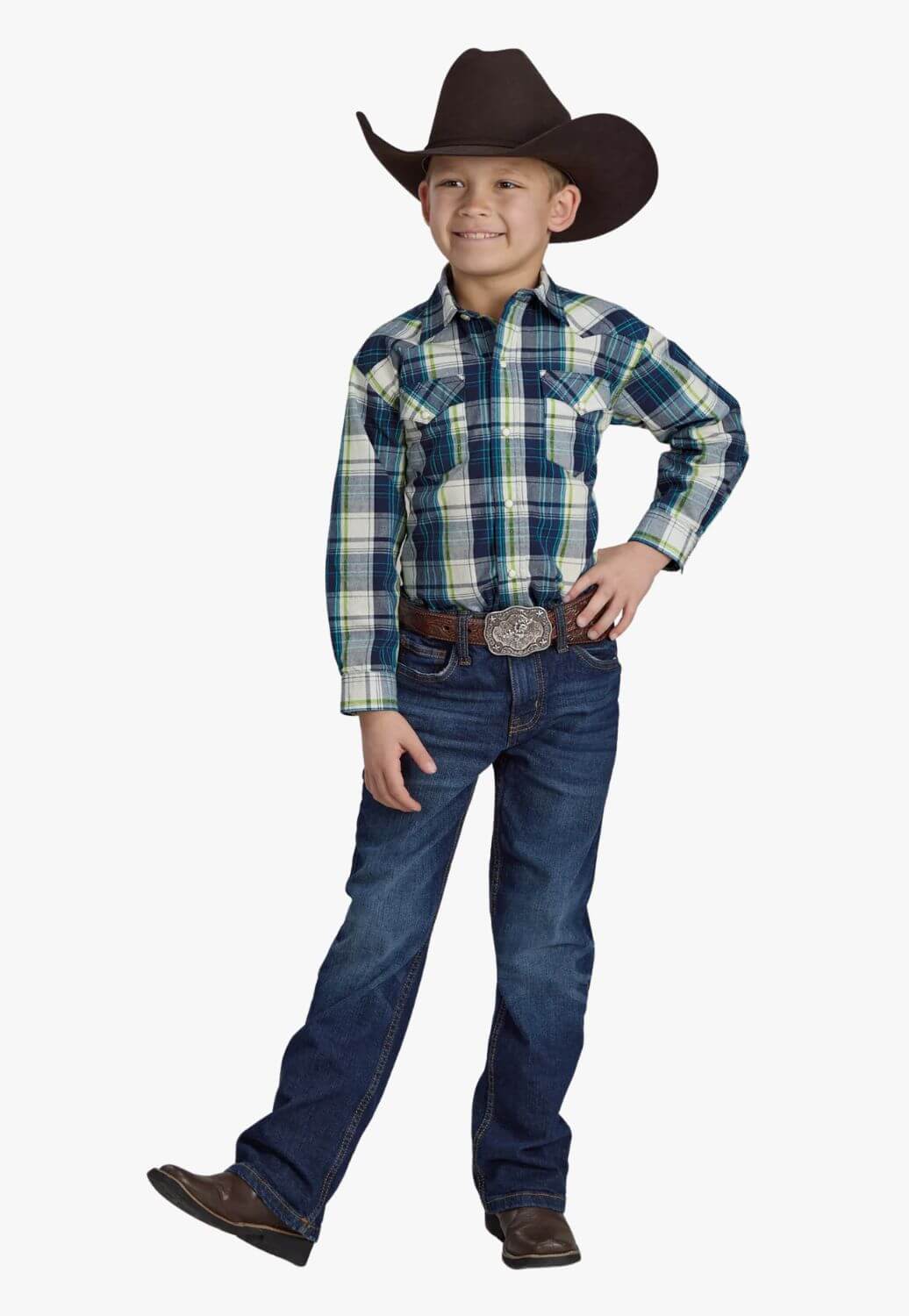 Roper Boys West Made Collection Plaid Long Sleeve Shirt