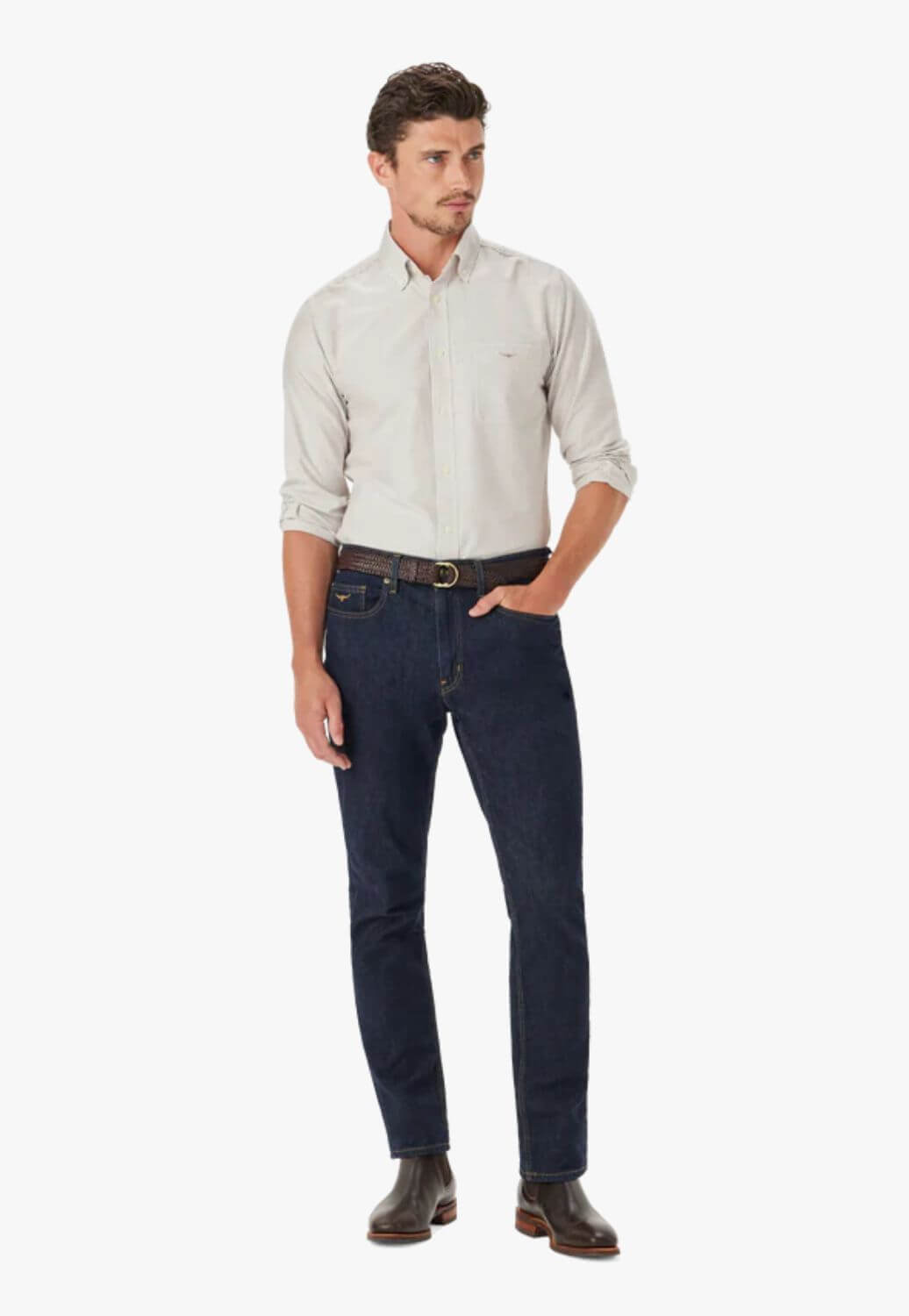 R.M. Williams Mens Regular Oxford Long Sleeve Shirt