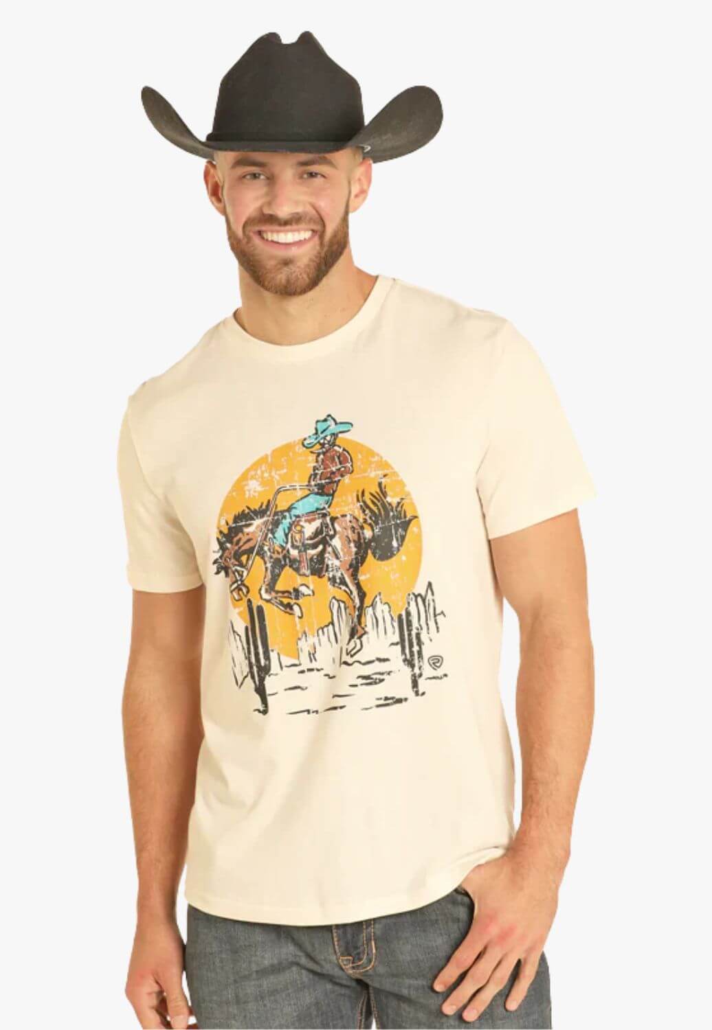 Rock and Roll Mens Buckin Bronc Graphic T-Shirt