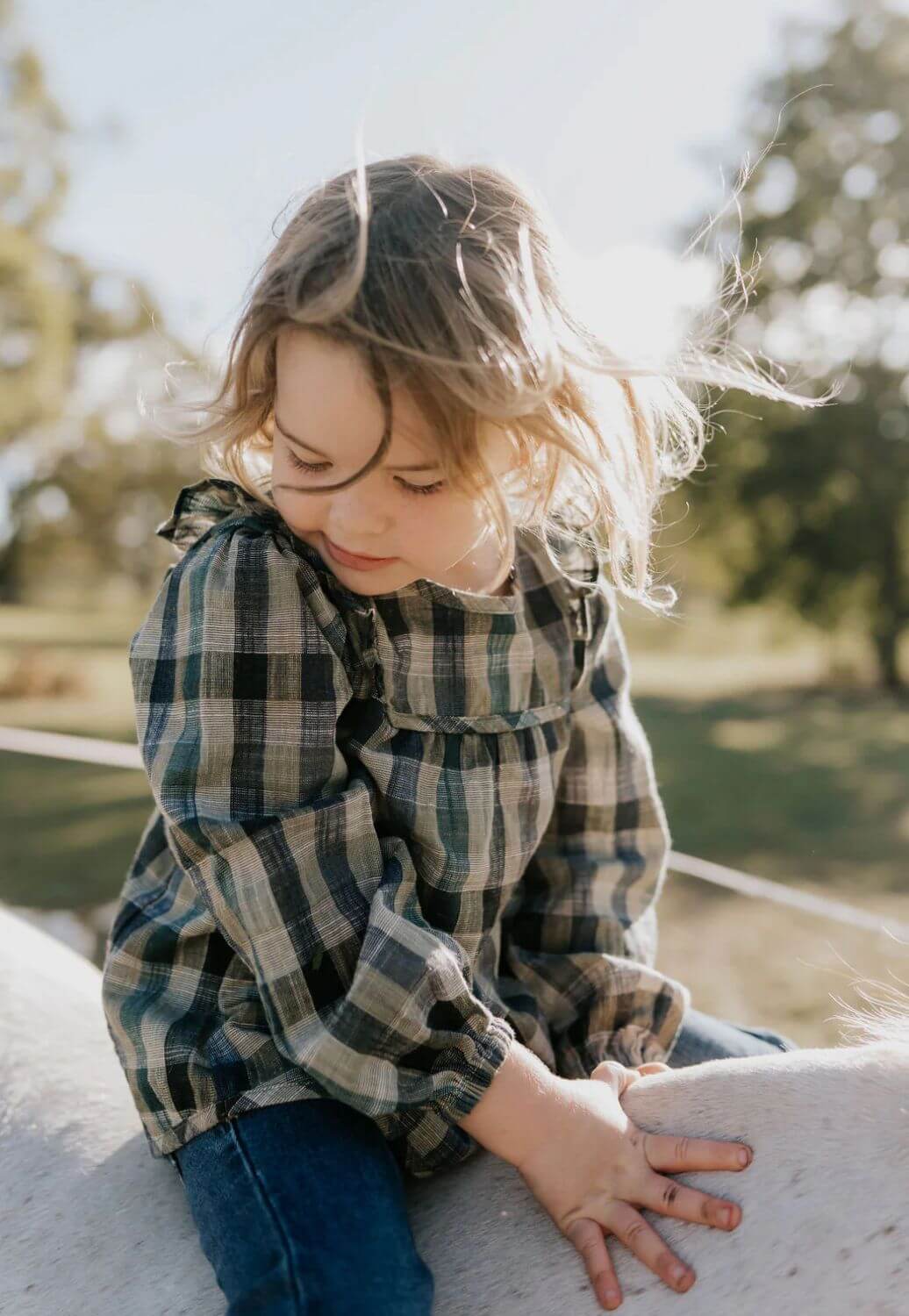 Little Windmill Girls Lulu Linen Checked Long Sleeve Shirt