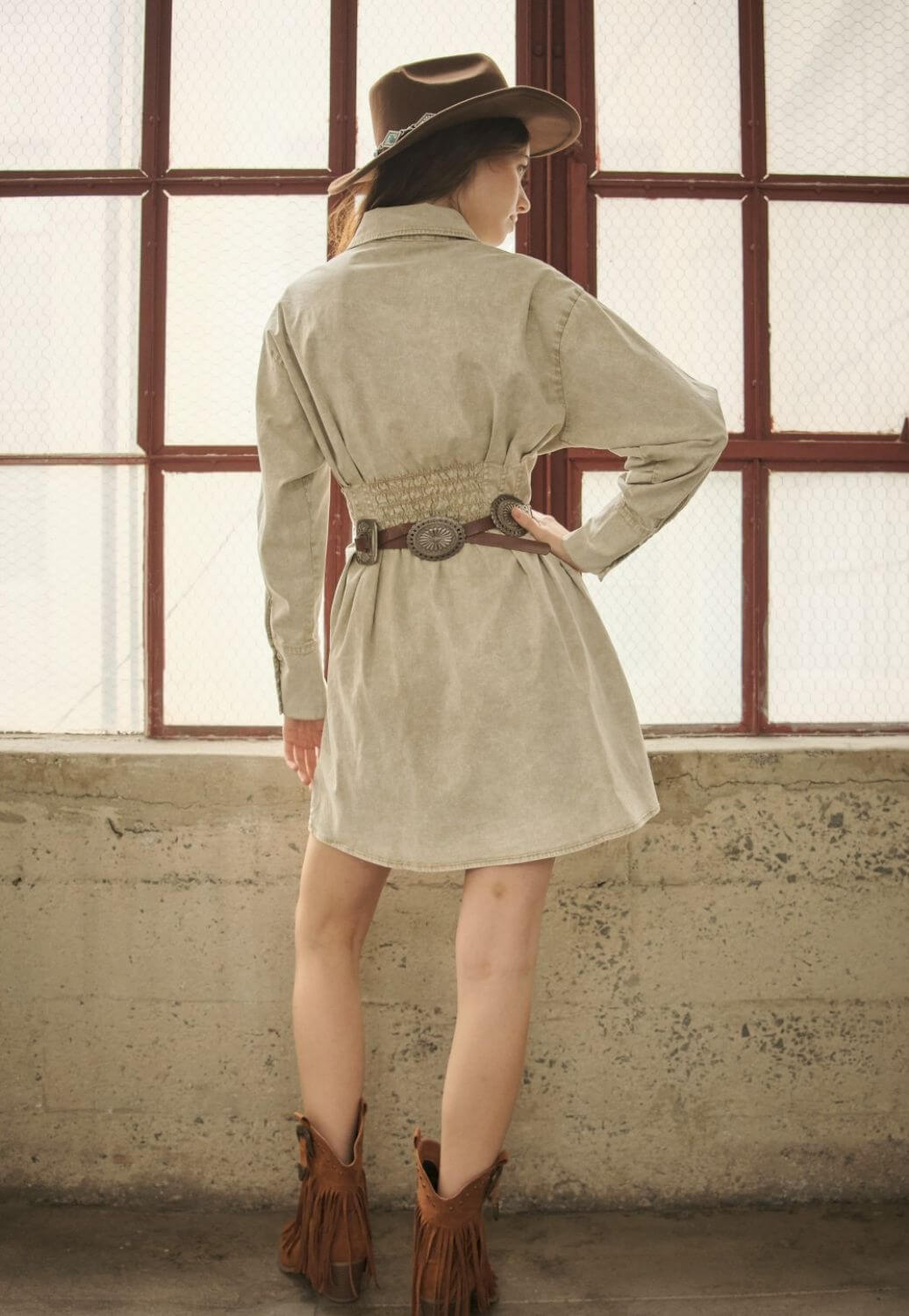 Blue B Womens Western Embroidered Shirt Dress
