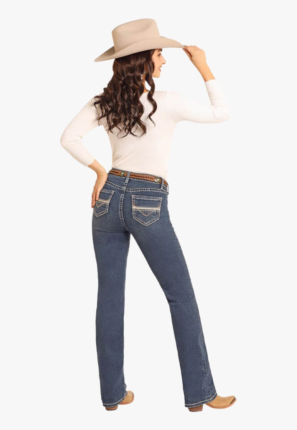 Rock and Roll Womens Pleather Embroidered Bootcut Jean