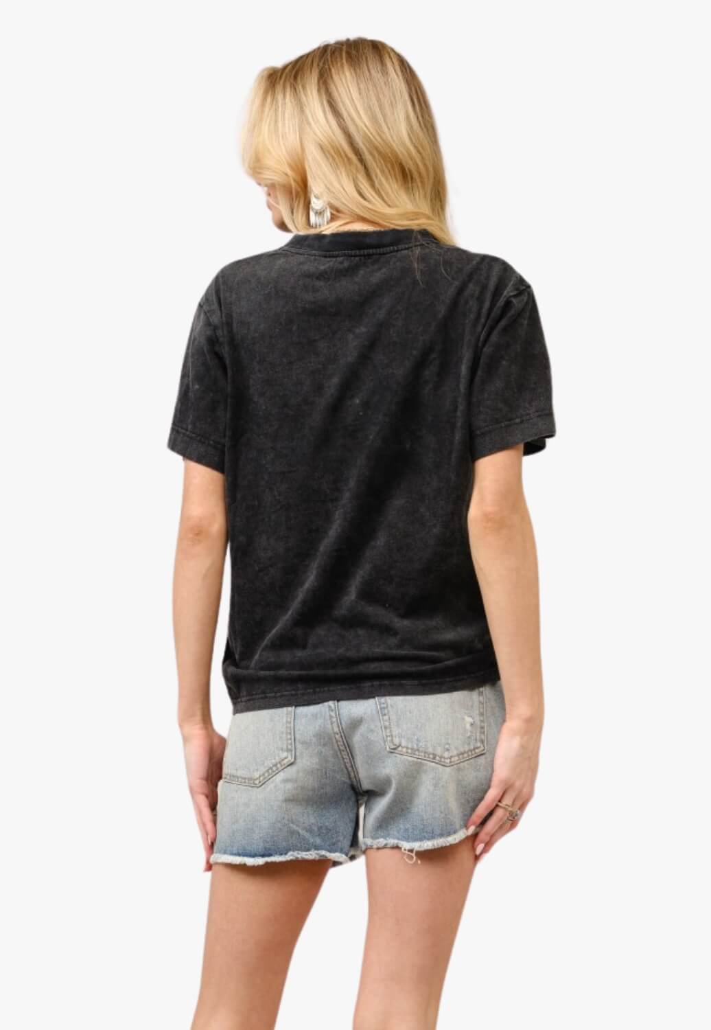 Blue B Womens Boots Embroidered Washed Graphic T-Shirt