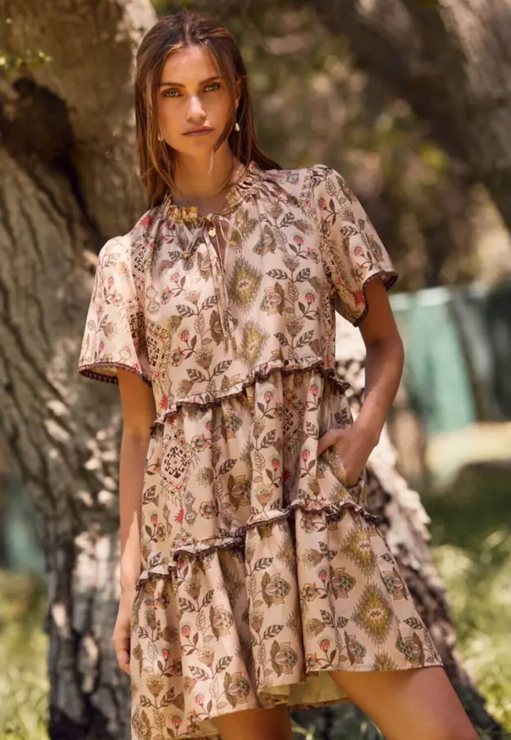 Aztec Tired Mini Baby Doll Dress