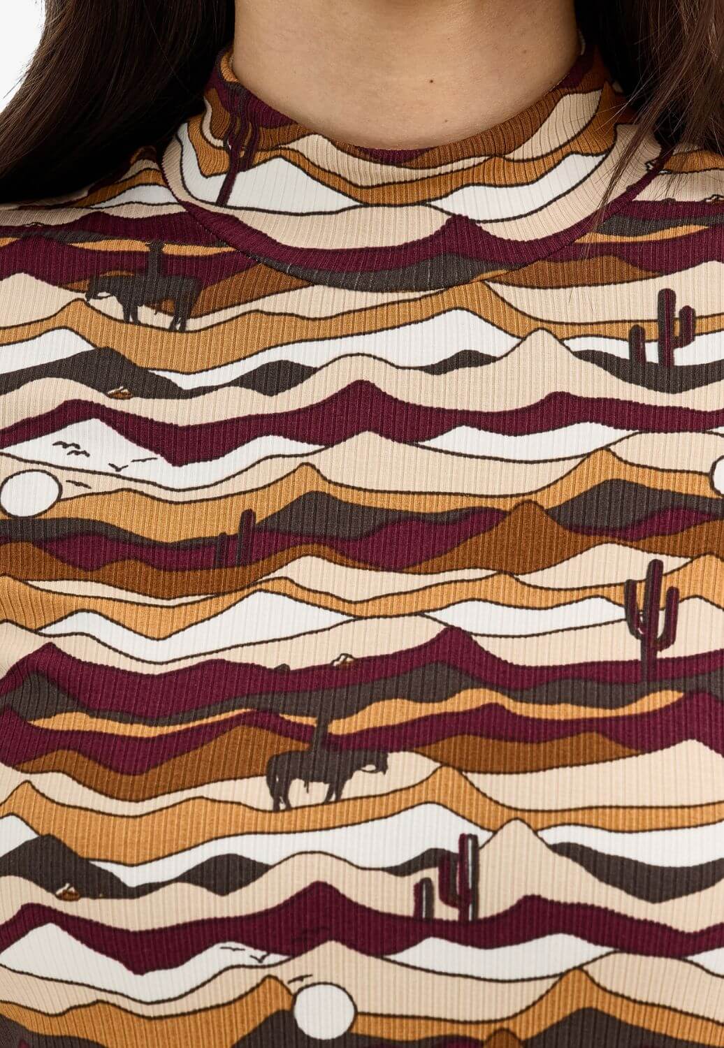 Wrangler Women Vintage Mock Long Sleeve Shirt