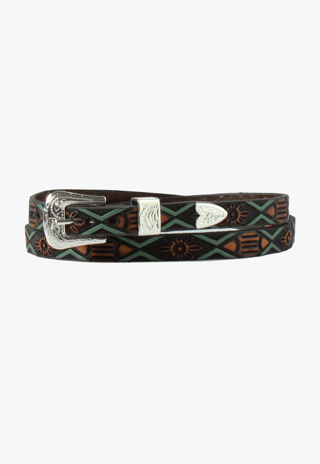 3D Belt Co. ACCESSORIES-General Brown 3D Western Flower and Arrow Hatband