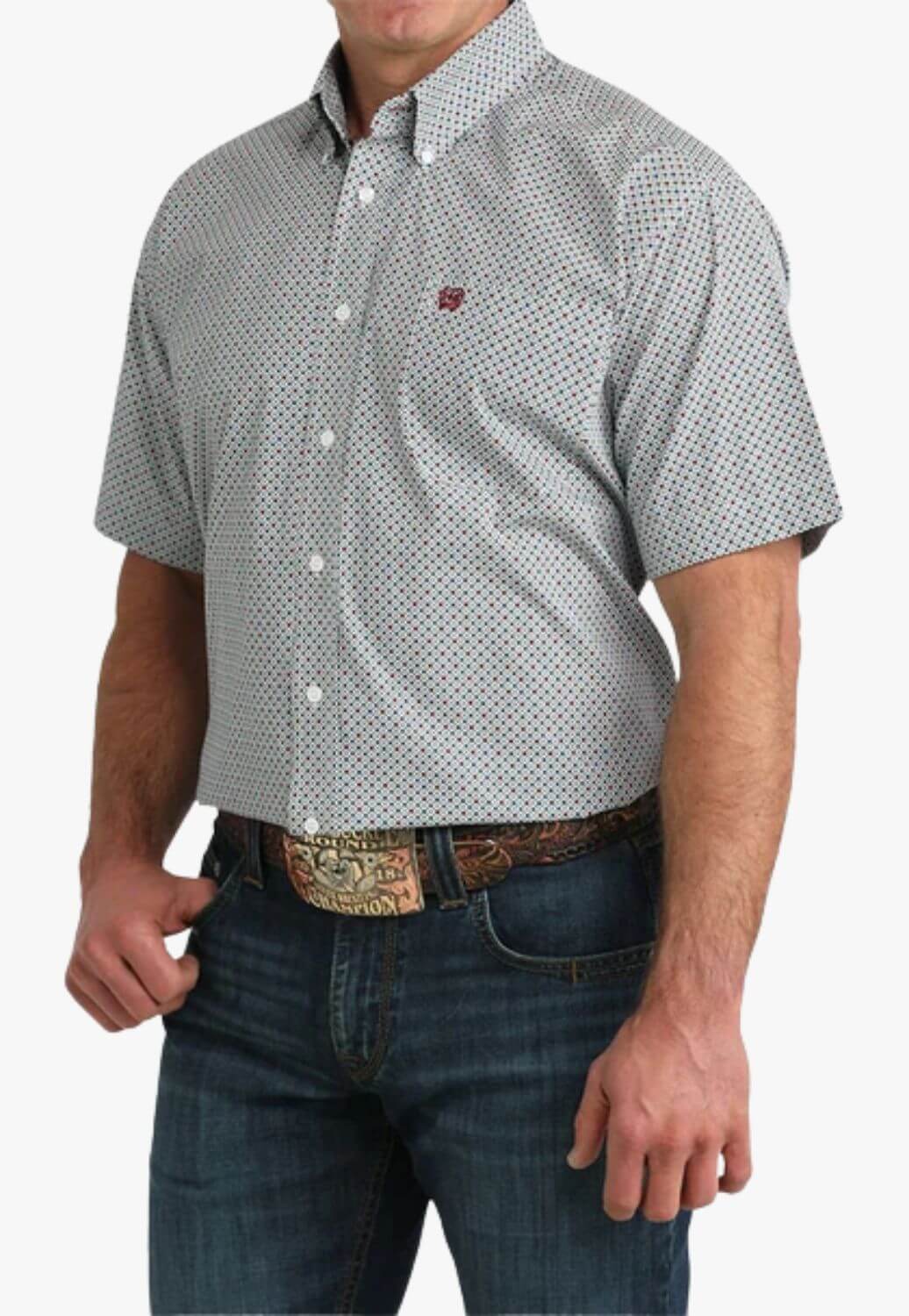 Cinch Mens Geometric Short Sleeve Shirt