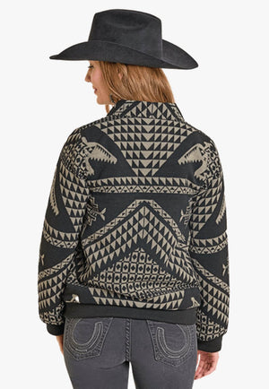 Rock & Roll Womens Aztec Bomber Jacket