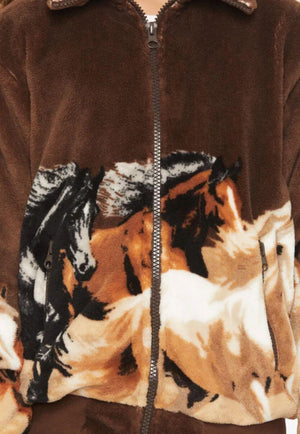 Rock & Roll Girls Horse Print Bomber Jacket