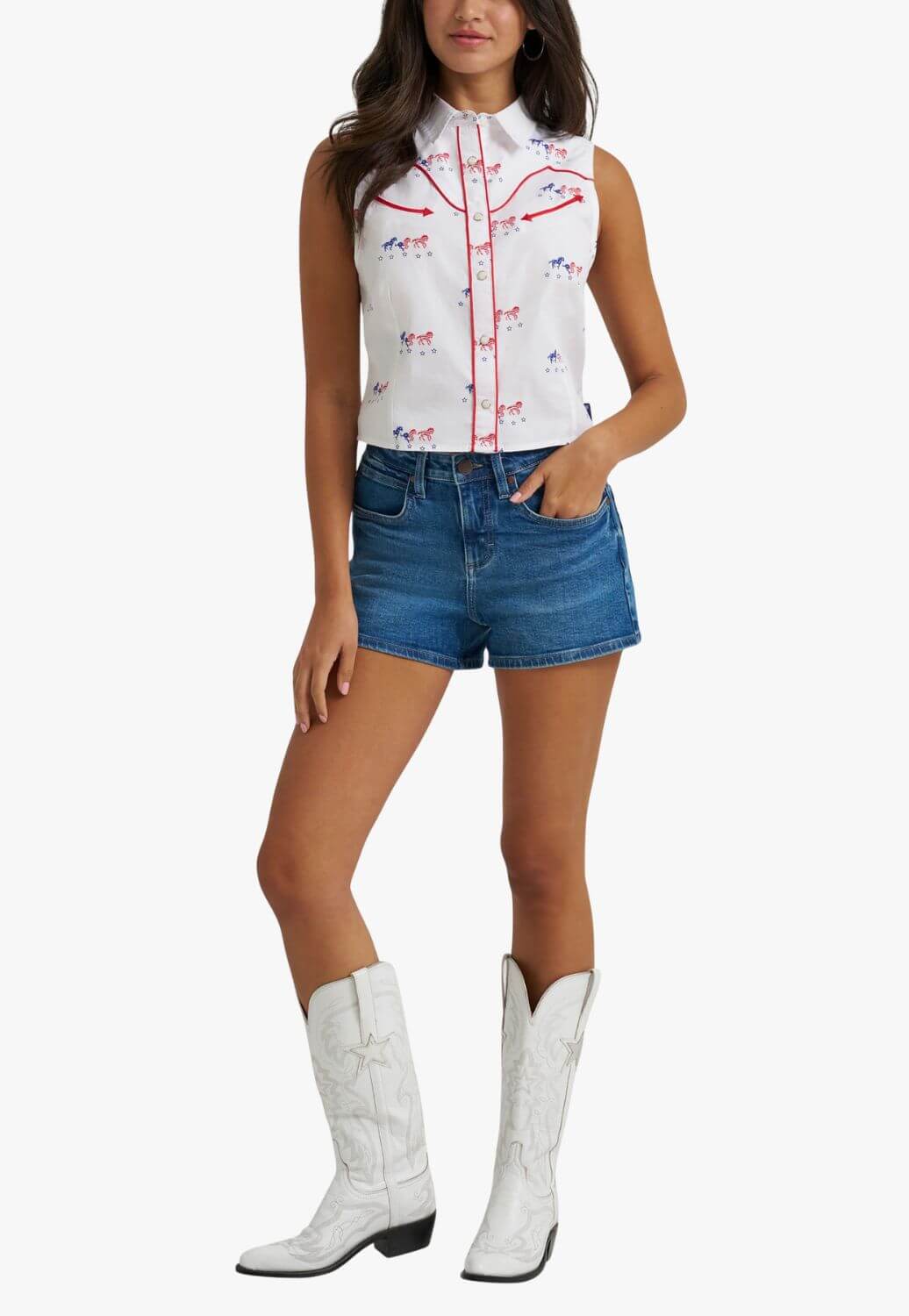 Wrangler Womens Americana Sleeveless Snap Shirt