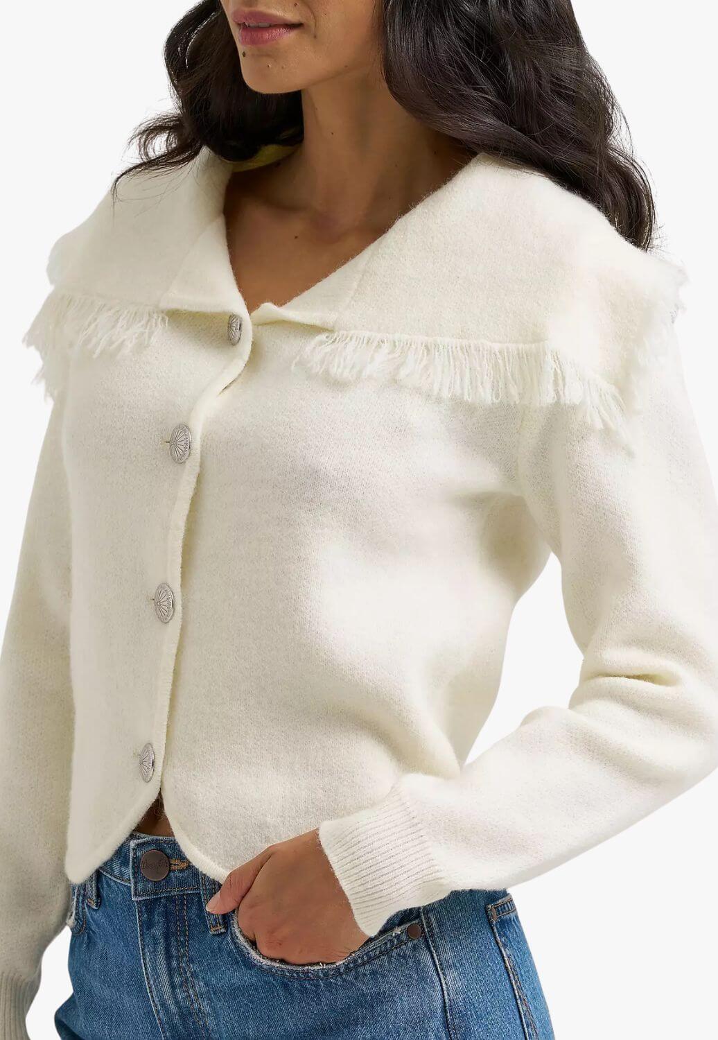 Wrangler Womens Fringe Collar Cardigan
