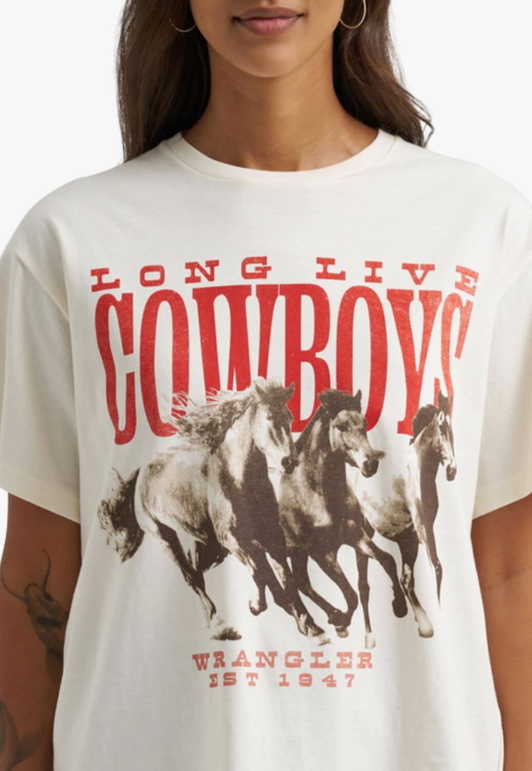 Wrangler Womens Long Live Cowboys T-Shirt