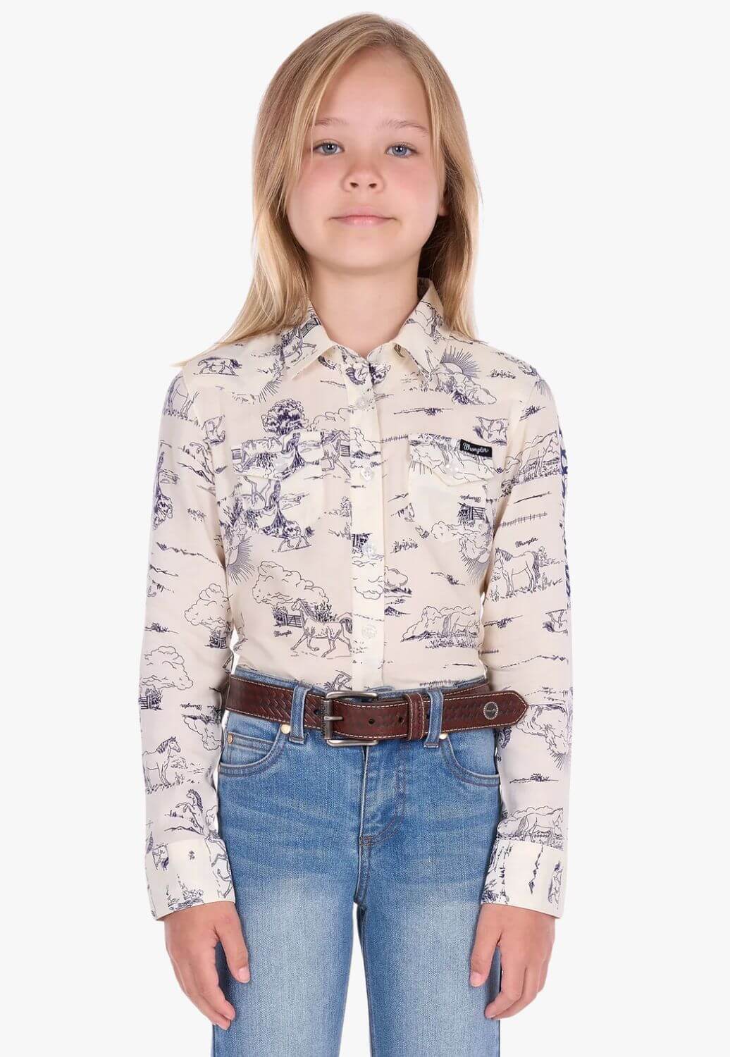Wrangler Girls Ivory Long Sleeve Shirt