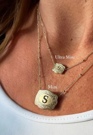 SpurWest Ultra Mini Belt Buckle Necklace Initial - A